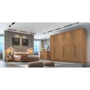 Guarda Roupa Casal 100% Mdf 6 Portas 8 Gavetas - Livorno-cumaru - Móveis Novo Horizonte