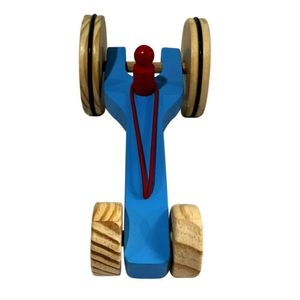 Brinquedo Carrinho De Madeira Dragster Azul