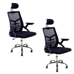 Kit 2 Cadeiras Escritório Executiva Diretor Relax Ergonômica Com Apoio De Cabeça