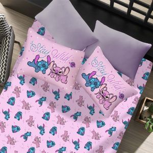 Jogo De Cama Solteiro 2 Pçs Stitch Disney 70% Algodão 30% Poliéster Stitch E Angel Love
