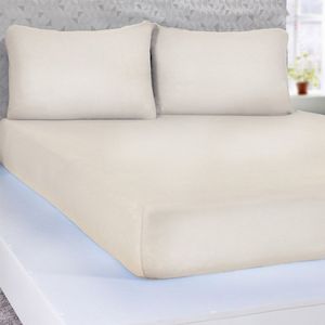 Jogo De Cama Solteiro Serena 3 Pçs Malha 100% Algodão 88x188x23cm Pérola