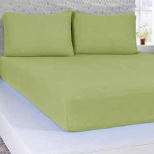 Jogo De Cama Solteiro Serena 3 Pçs Malha 100% Algodão 88x188x23cm Verde