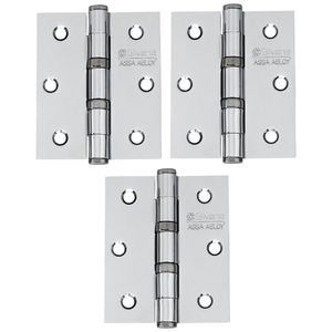 Dobradiça Para Porta Silvana 4 Com Rolamento 891 Embutir 35kg Inox Cromada Com 3 Peças