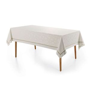 Toalha De Mesa Retangular 12 Lugares Antoni Branco/bege
