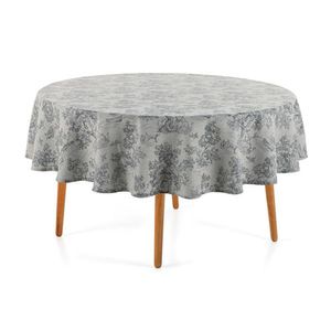 Toalha De Mesa Redonda 6 Lugares Grazia Cinza