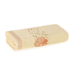 Toalha De Rosto Yuna Karsten Fio Cardado Vanilla/salmão