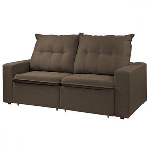 Sofá Retratil Reclinavel Estofado Berlim 200cm Veludo Tabaco Tabaco