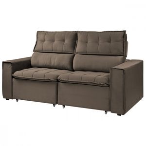 Sofá Para Sala Reclinavel Estofado Cancún 200cm Suede Marrom