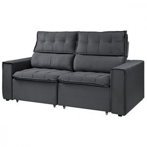 Sofá Para Sala Reclinavel Estofado Cancún 200cm Suede Grafite
