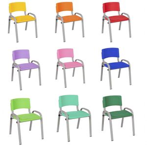 Kit 10 Cadeiras Infantil Iso, Escola, Base Cinza-variados