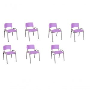 Kit 7 Cadeiras Infantil Iso, Escola, Base Cinza- Lilas