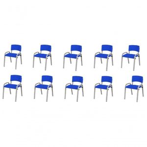 Kit 10 Cadeiras Infantil Iso Escola Base Cinza Azul