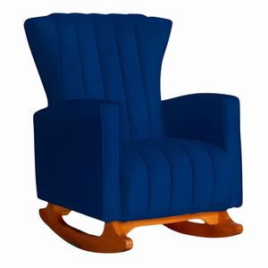 Poltrona De Amamentação De Balanço Estofado Yara Suede Suede Azul Marinho