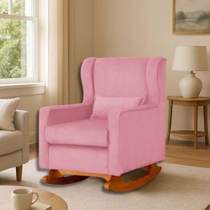 Poltrona Amamentar Descanso E Leitura De Balanço Maju Suede Suede Rosa