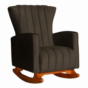Poltrona De Amamentação De Balanço Estofado Yara Suede Suede Marrom