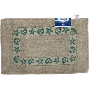 Tapete De Banheiro Slim Algodão 40x60cm Conchas Verdes