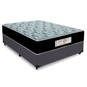 Cama Box Casal Sintético + Colchão Molas Ensacadas Sereneprime Sonnolux 138x188x65 Cinza