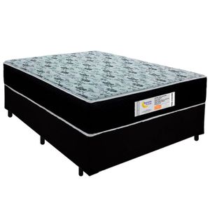Cama Box Casal Suede + Colchão Molas Ensacadas Sereneprime Sonnolux 138cm Preto - Suporta Até 110kg Por Pessoa