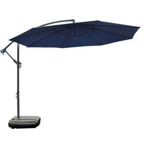 Ombrelone Lateral Com Base 2 Rodinhas Hdpe Bahamas Rivatti 300 Cm Larg Alumínio Capa Poliéster Azul