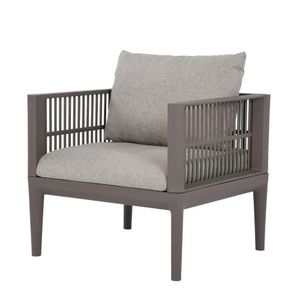 Poltrona Mauí Fratini 68cm (largura) Base Aço Assento Polipropileno Estofado Cinza Resistente A água