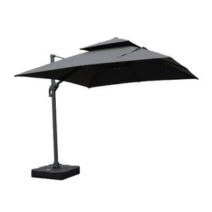Ombrelone Lateral Com Base 150 Lt Hdpe Tulum Rivatti 300 Cm (larg) Alumínio Capa Poliéster Grafite