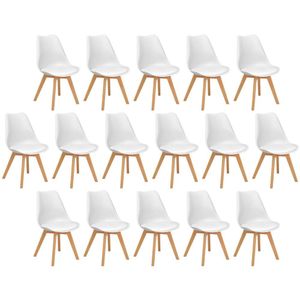 Conjunto 16 Cadeiras De Jantar Eames Wood Leda Design Estofada - Branco