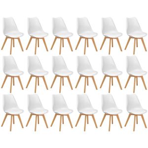 Conjunto 18 Cadeiras De Jantar Eames Wood Leda Design Estofada - Branco