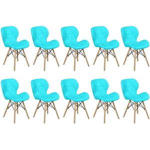 Kit 10 Cadeiras De Jantar Charles Eames Slim Wood Estofada - Tiffany