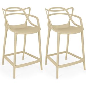 Kit 2 Banquetas Média Allegra 66cm Design Cozinha/bancada - Nude