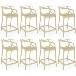 Kit 8 Banquetas Média Allegra 66cm Design Cozinha/bancada - Nude