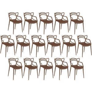 Kit 16 Cadeiras De Jantar Allegra Design Empilhável - Marrom
