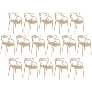 Kit 16 Cadeiras De Jantar Allegra Design Empilhável - Nude