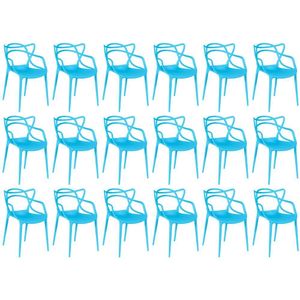 Kit 18 Cadeiras De Jantar Allegra Design Empilhável - Azul