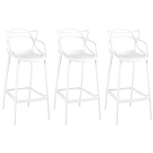 Kit 3 Banqueta Alta Allegra Com Encosto Design Cozinha/bancada - Branco