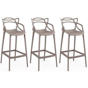 Kit 3 Banqueta Alta Allegra Com Encosto Design Cozinha/bancada - Fendi
