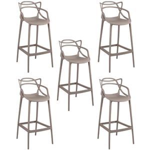 Kit 5 Banqueta Alta Allegra Com Encosto Design Cozinha/bancada - Fendi