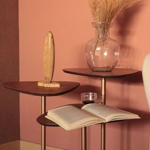 Conjunto De Mesas Afrodite Base Tampo Dourado