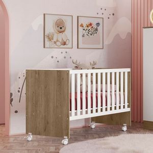 Berço Grade Fixa Doce Sonho Reto 95,0cm X 132,4cm X 64,0cm Carvalho/branco