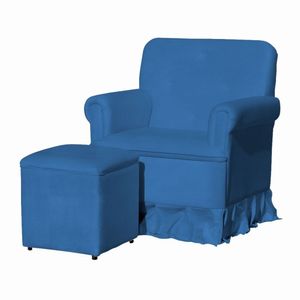 Poltrona Balanço De Amamentação Quarto Com Puff Emilia Suede Suede Azul Royal