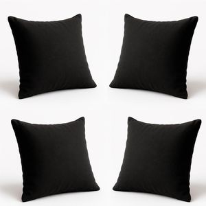 Kit 4 Almofadas Decorativas 42cm Suede Fofinha Lisa Sofá Preto