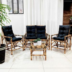 Conjunto Poltronas E Mesa Bambu Para área Externa C- Almofada