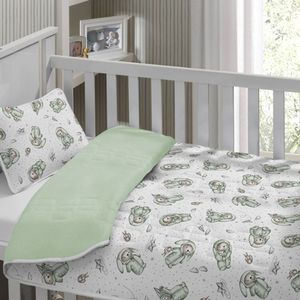 Edredom Tecebem Baby Duo Dupla Face Malha 100% Algodão E Plush Flannel Yan 85cmx145m Verde