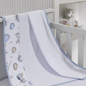 Cueiro Simples Tecebem Baby Kim Malha 100% Algodão Estampado Kinder 80cmx90cm Azul