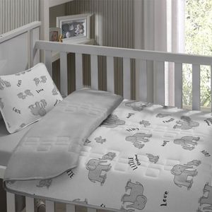 Edredom Tecebem Baby Duo Dupla Face Malha 100% Algodão E Plush Flannel Dom 85cmx145m Cinza