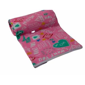 Manta Portallar Flanela 100% Poliéster Estampada Meow 1,50m X 2,20m Rosa