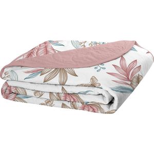 Cobre Leito Tecebem Solteiro Malha 100% Algodão Estampado Em Matelassê Yara 170x240cm Rose