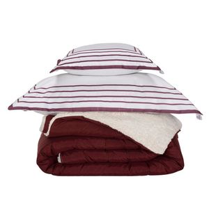 Kit Edredom Solteiro Coberdrom Soft Hipercal/sherpa 3 Peças - Vermelho