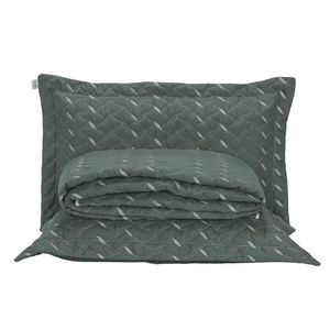 Cobre Leito Queen Heitor Bordado Hipercal 400 Fios 3 Peças - Verde Militar