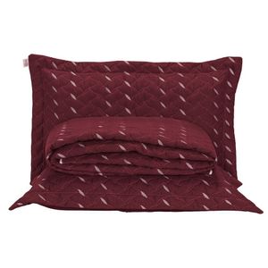 Cobre Leito Queen Heitor Bordado Hipercal 400 Fios 3 Peças - Vermelho Marsala