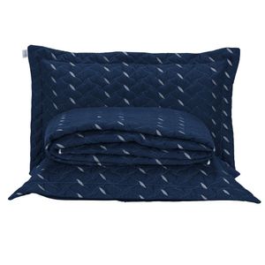 Cobre Leito King Heitor Bordado Hipercal 400 Fios 3 Peças - Azul Marinho
